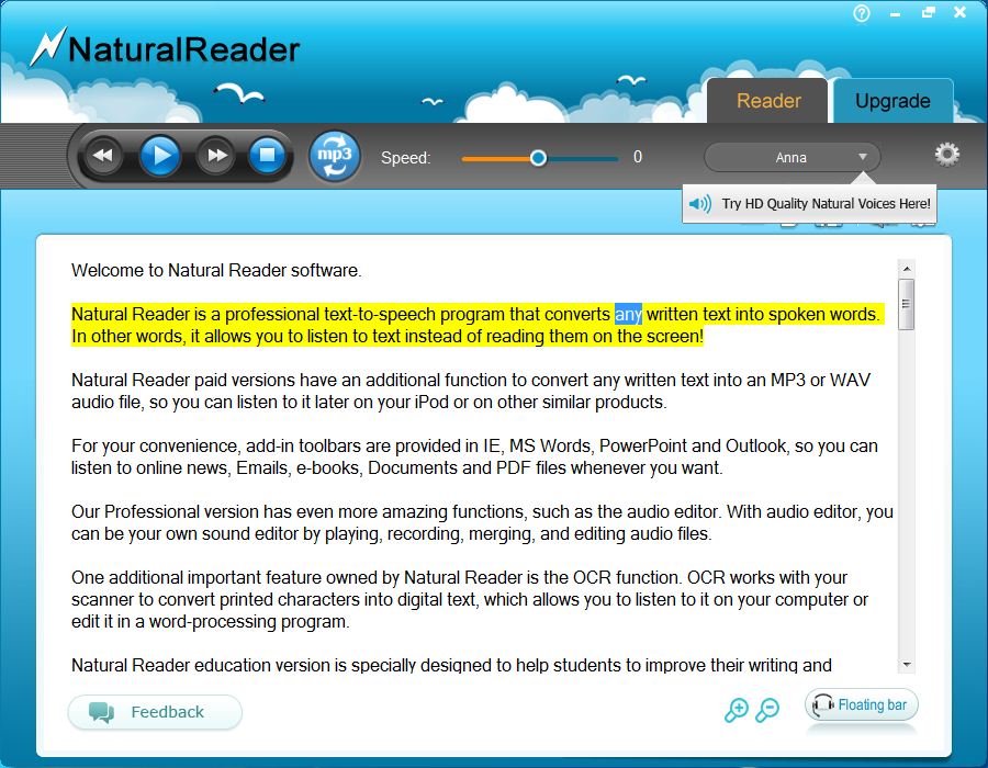 Natural Reader - Đọc Được Nhiều Kiểu Loại Tài Liệu Như PDF, Word, Web, Email