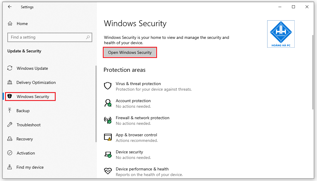Vô hiệu hóa tạm thời Windows Defender bằng ứng dụng Setting