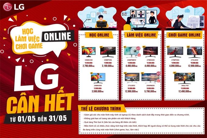 HỌC - LÀM VIỆC - CHƠI GAME ONLINE – LG CÂN HẾT