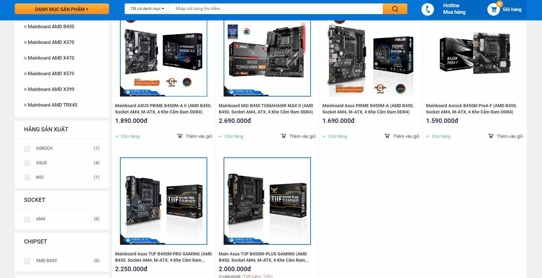 HoangHaPC cung cấp đa dạng các sản phẩm mainboard B450