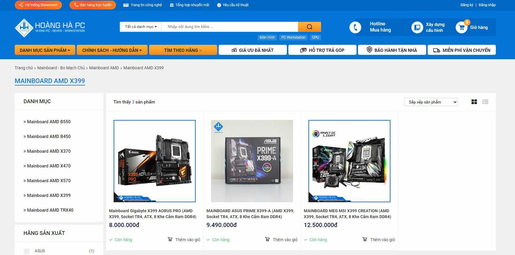 Hoàng Hà PC cung cấp nhiều loại mainboard X399