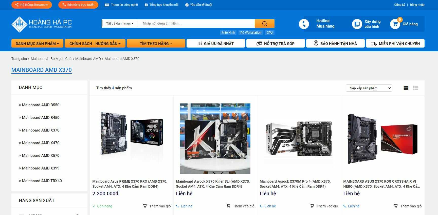 Sản phẩm bo mạch chủ X370 tại Hoàng Hà PC