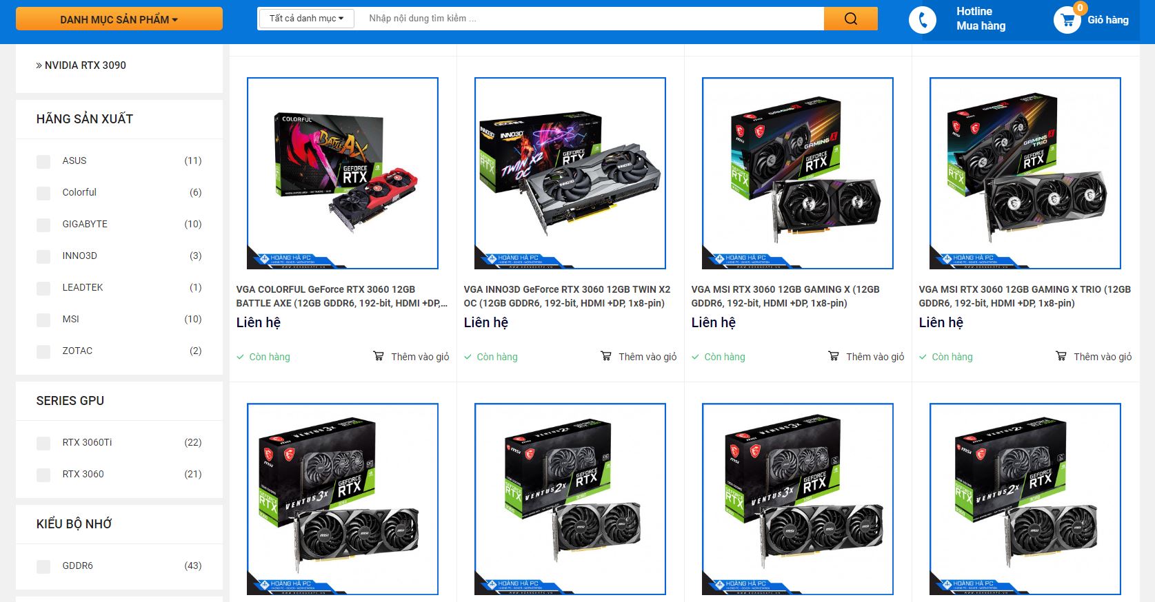 Hoàng Hà PC - Địa chỉ cung cấp VGA RTX 3060 và 3060Ti chính hãng, giá rẻ