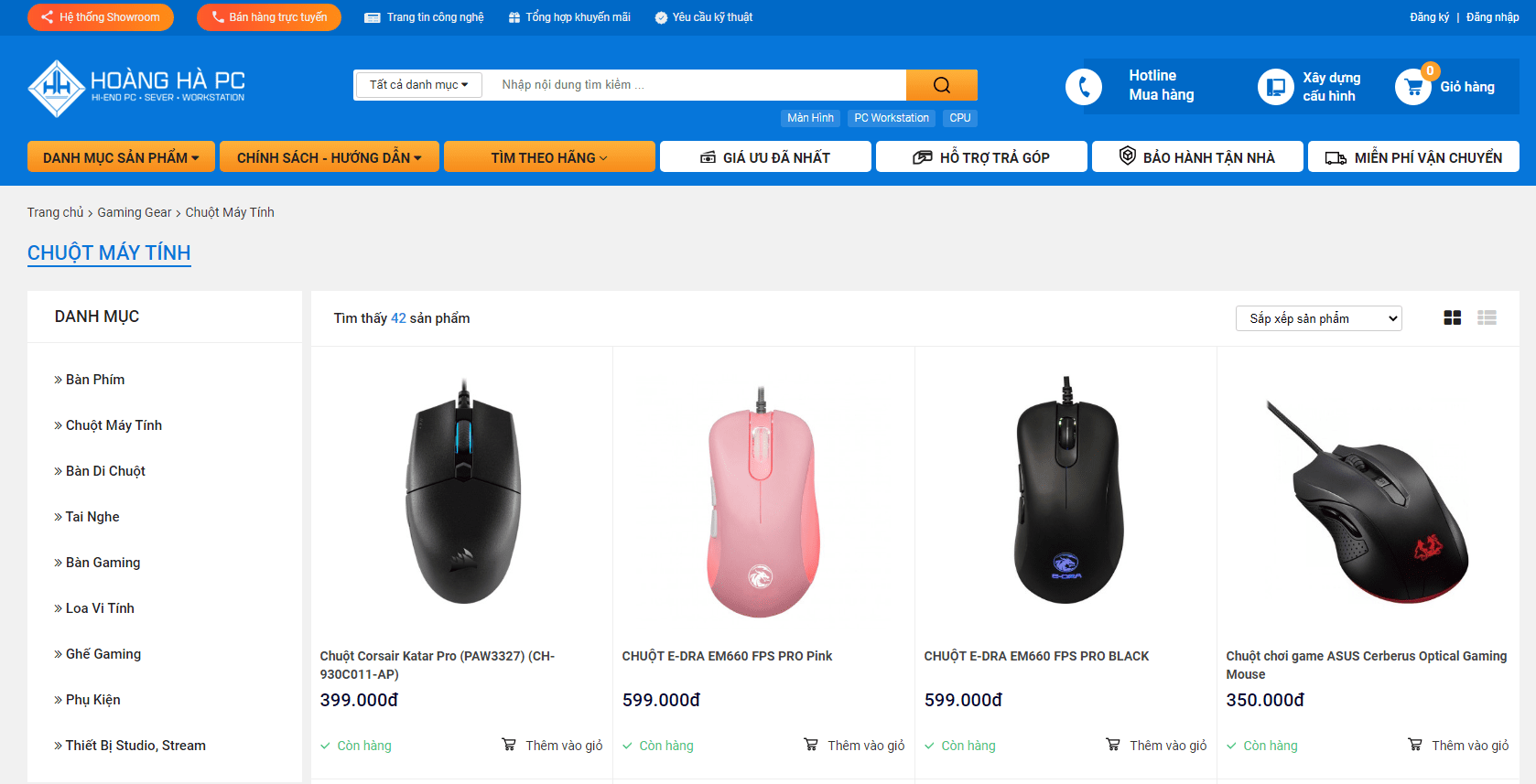 Hoàng Hà PC đang bán rất nhiều sản phẩm chuột giá rẻ ưu đãi và cực kỳ chất lượng
