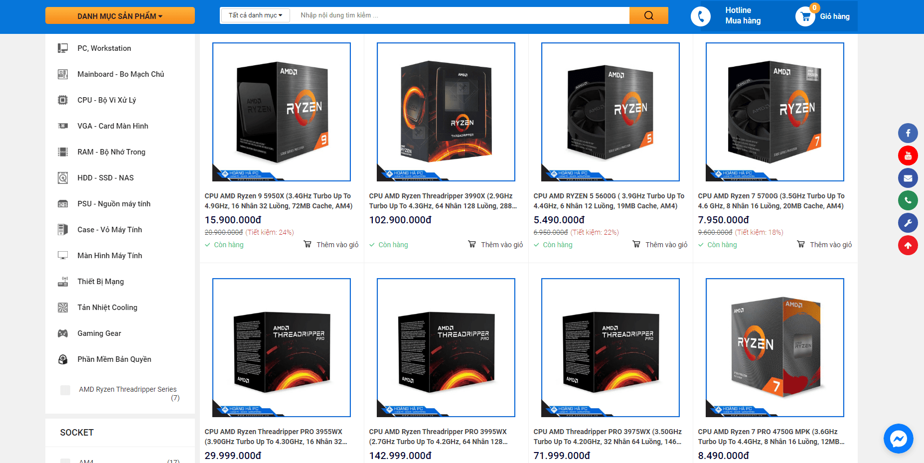 CPU AMD tại Hoàng Hà PC giá rẻ nay còn rẻ hơn