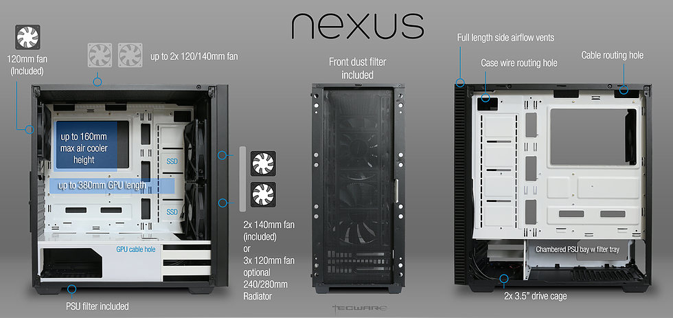 Case Nexus BW Tempered Glass ATX
