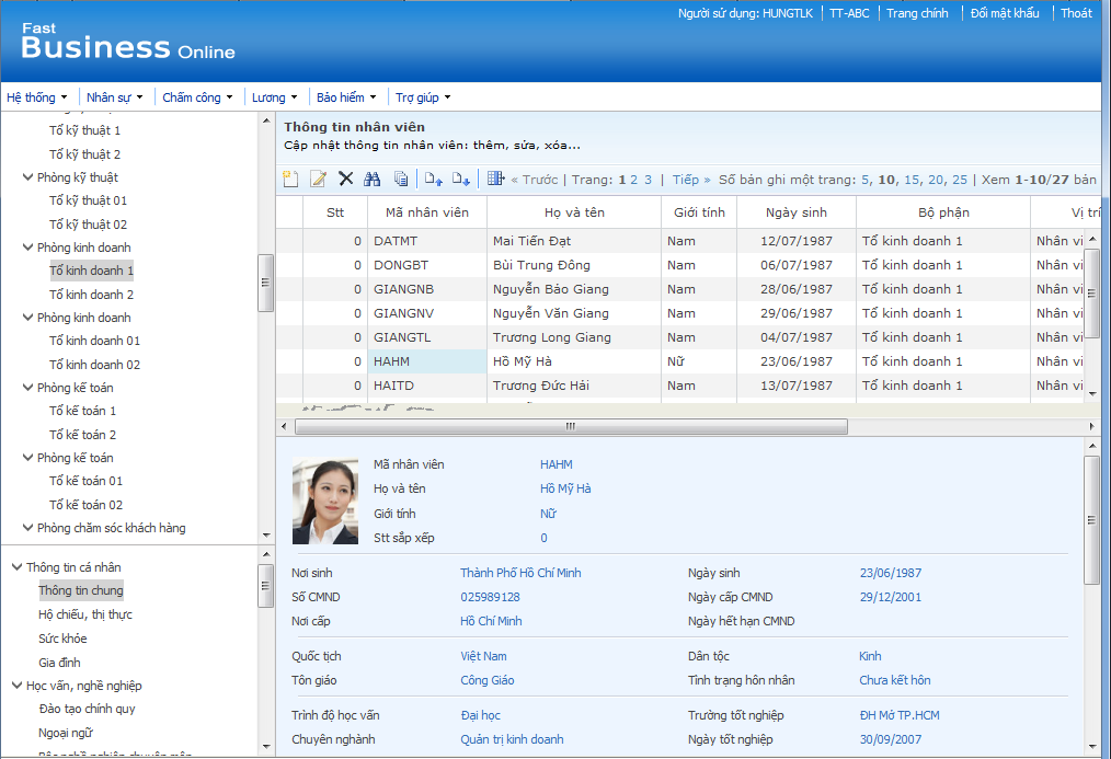 Phần mềm quản lý nhân sự trên nền tảng web, hỗ trợ các công việc trong quản lý nhân sự