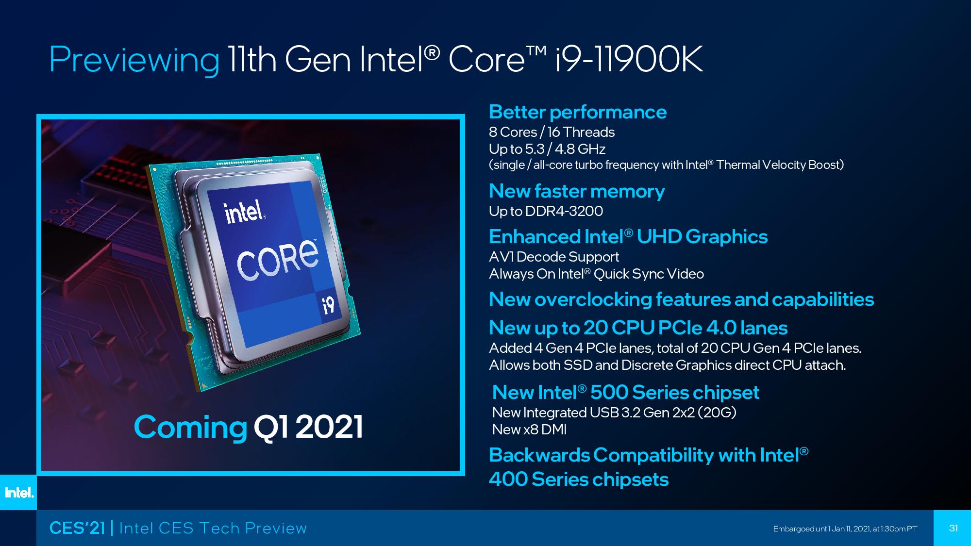 Intel Core i9 11900K Sẽ Có Hiệu Năng Chơi Game Mạnh Hơn 11% So Với Core i9 10900K