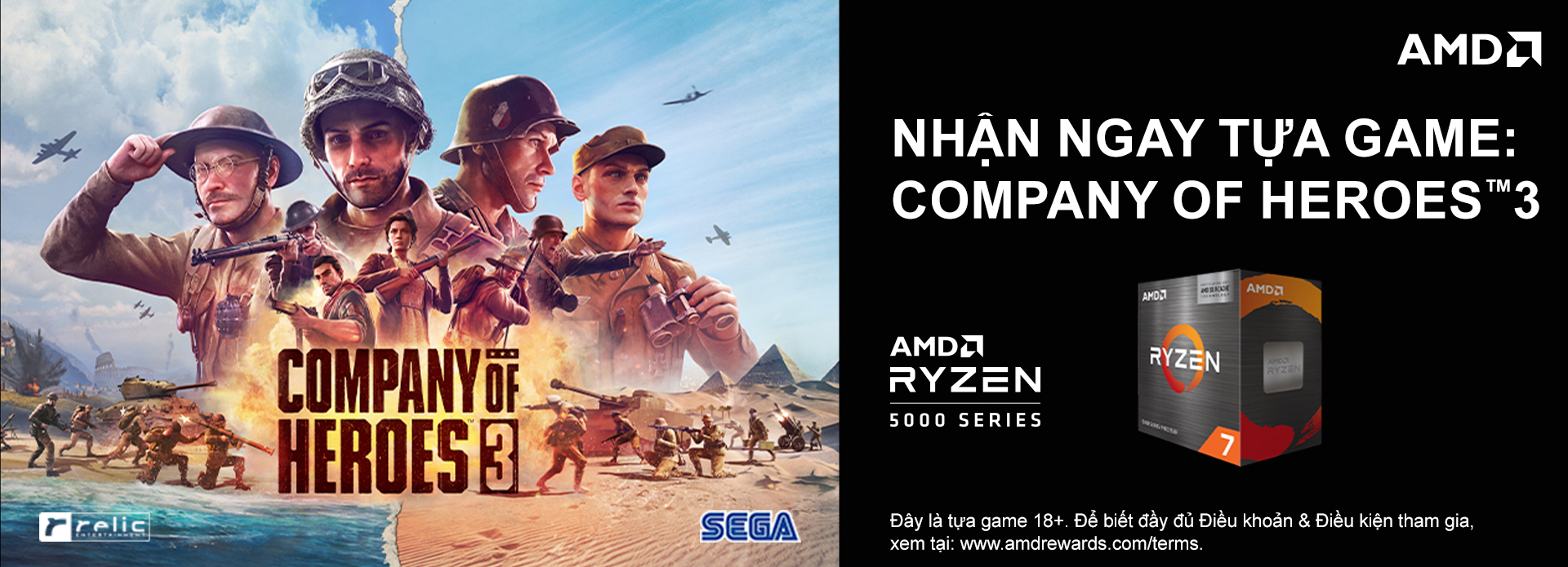 Nhận ngay Game ''hot'' Company Of Heroes 3 khi mua CPU AMD Ryzen
