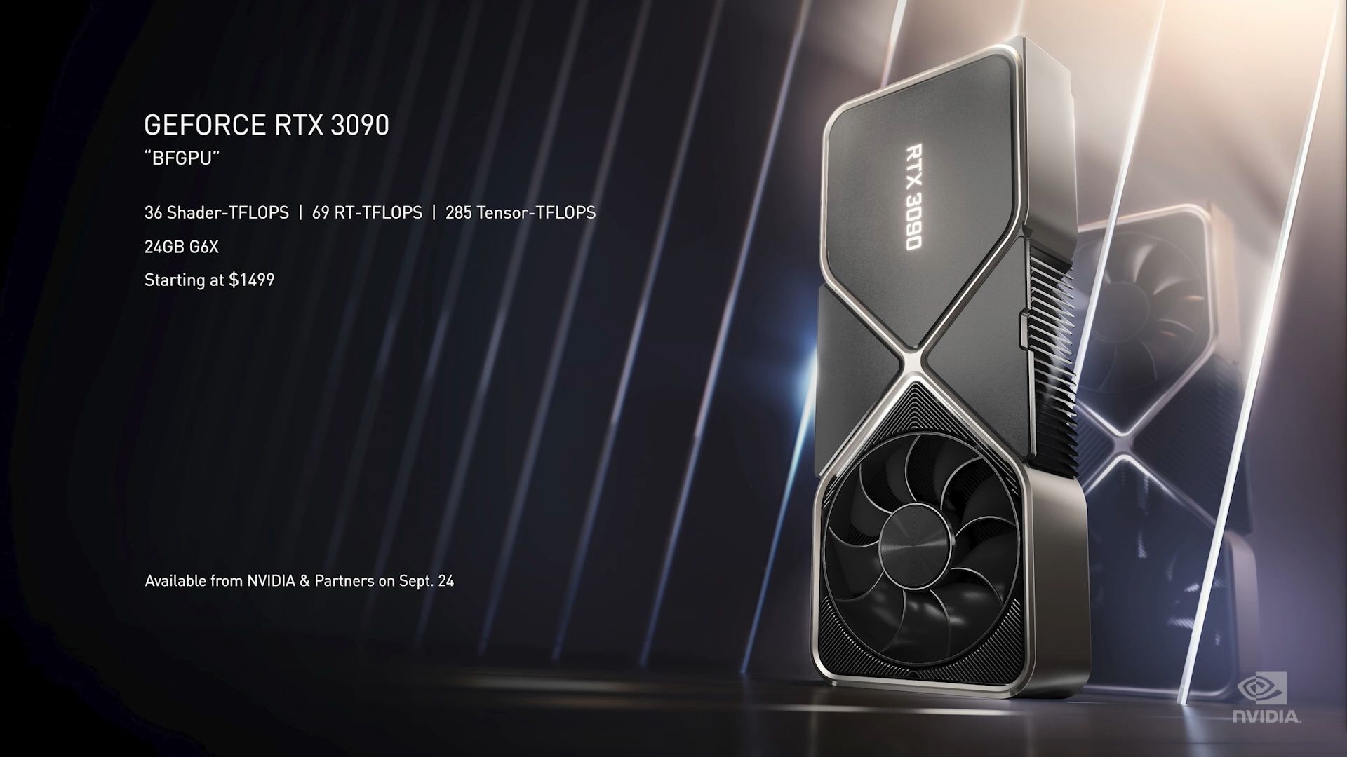 Nvidia Geforce RTX 3090: 24GB RAM, 10.496 nhân CUDA, giá 1.499 USD, hậu bối RTX Titan?

