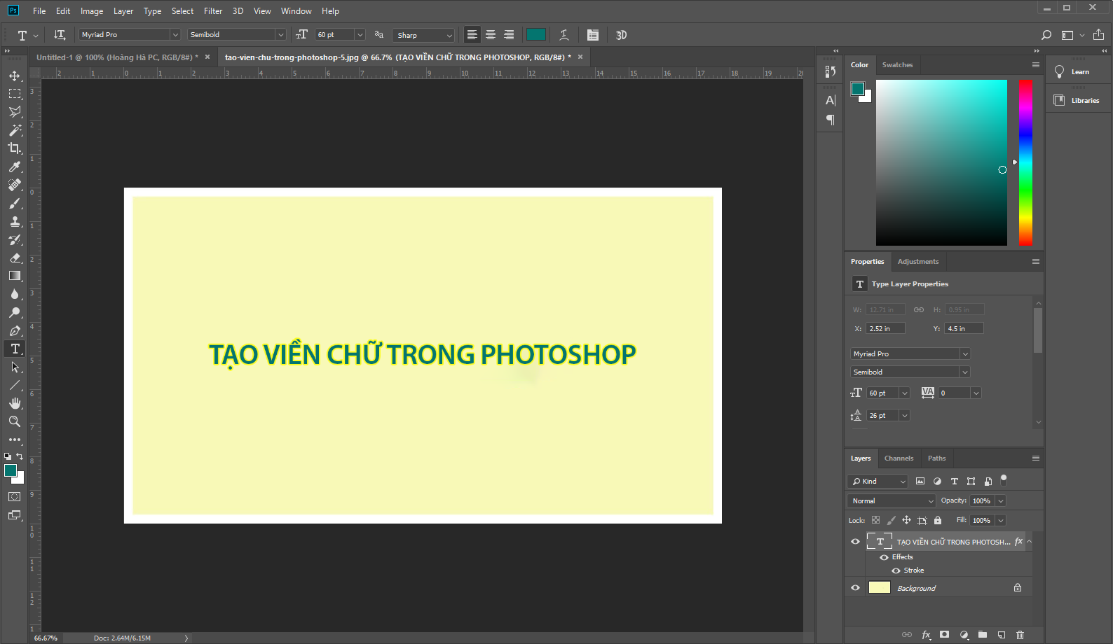 Hướng Dẫn Tạo Viền Chữ Trong Photoshop