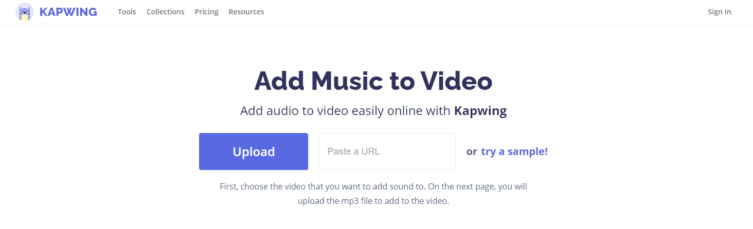 Ghép nhạc vào video online trên Kapwing