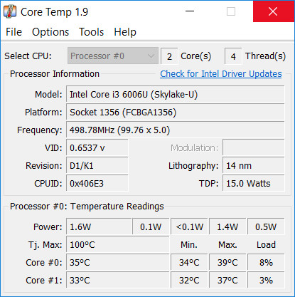 Phần mềm Core Temp đo nhiệt độ CPU hiệu quả