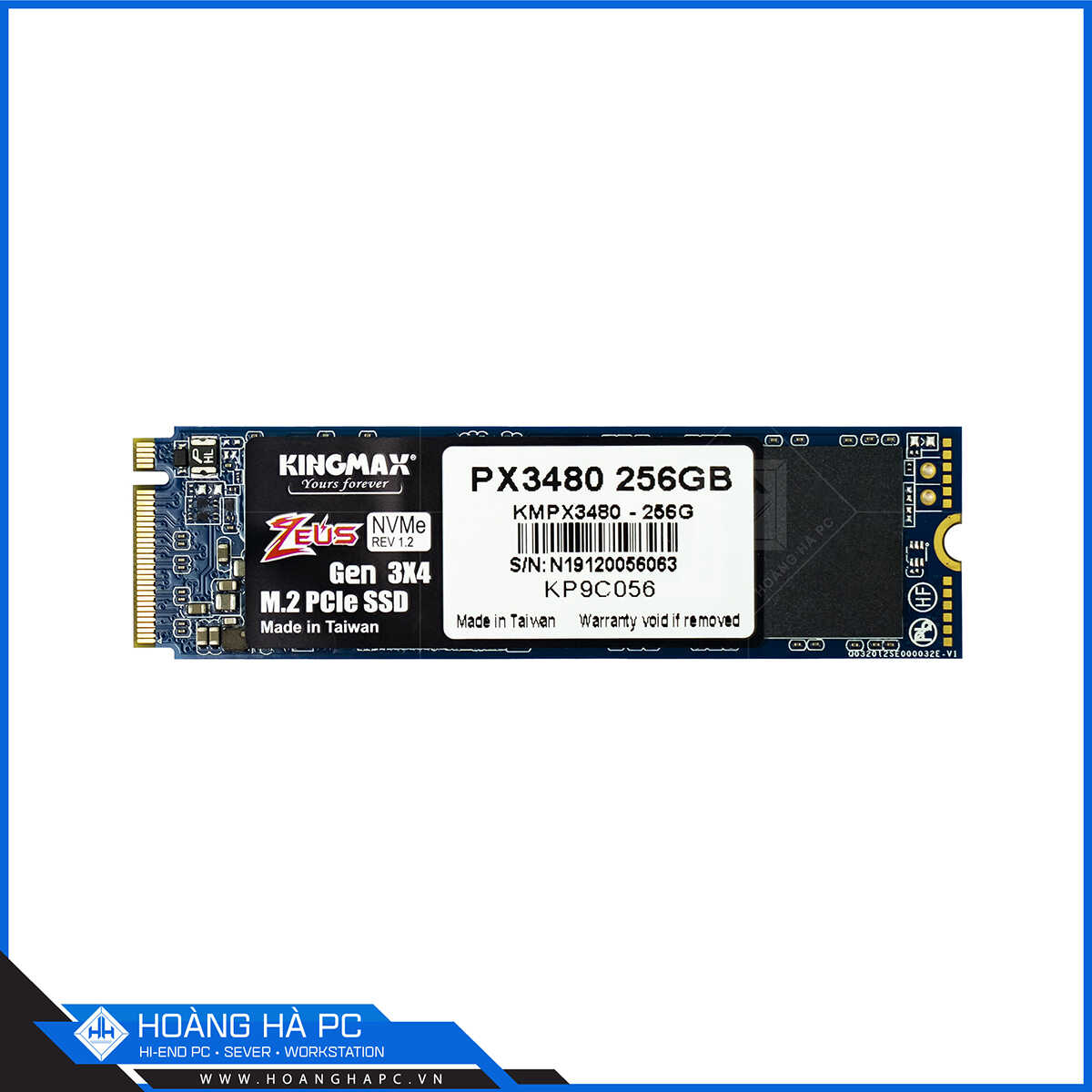 Ổ Cứng SSD KINGMAX Zeus PX3480 256GB M.2 2280 PCIe NVMe Gen 3x4 (Đọc 3000MB/s - Ghi 1000MB/s)