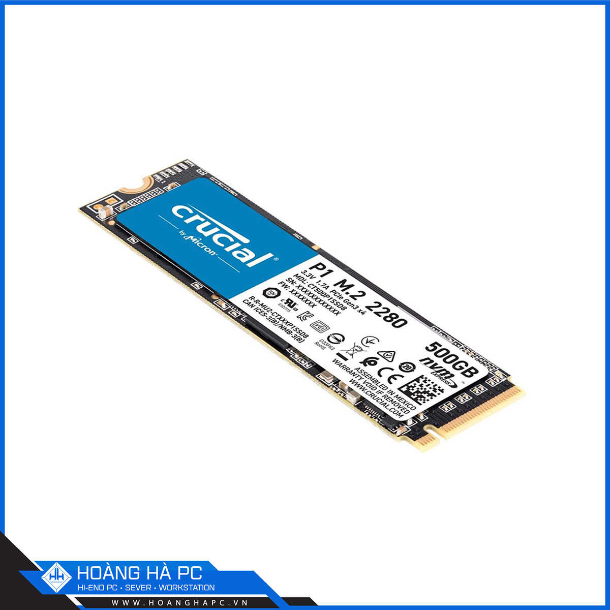 Ổ cứng SSD Crucial P1 500GB NVMe M.2 2280 PCIe Gen 3x4 (Đọc 1900MB/s - Ghi 950MB/s)