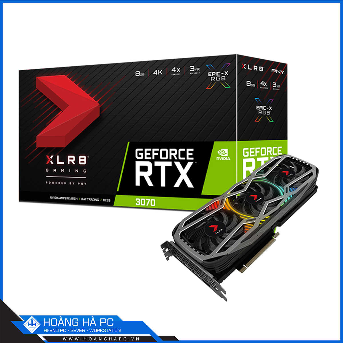 VGA PNY GeForce RTX 3070 8GB XLR8 Gaming REVEL EPIC-X RGB Triple Fan Edition (8GB GDDR6, 256-bit, HDMI+DP, 2x8-pin)