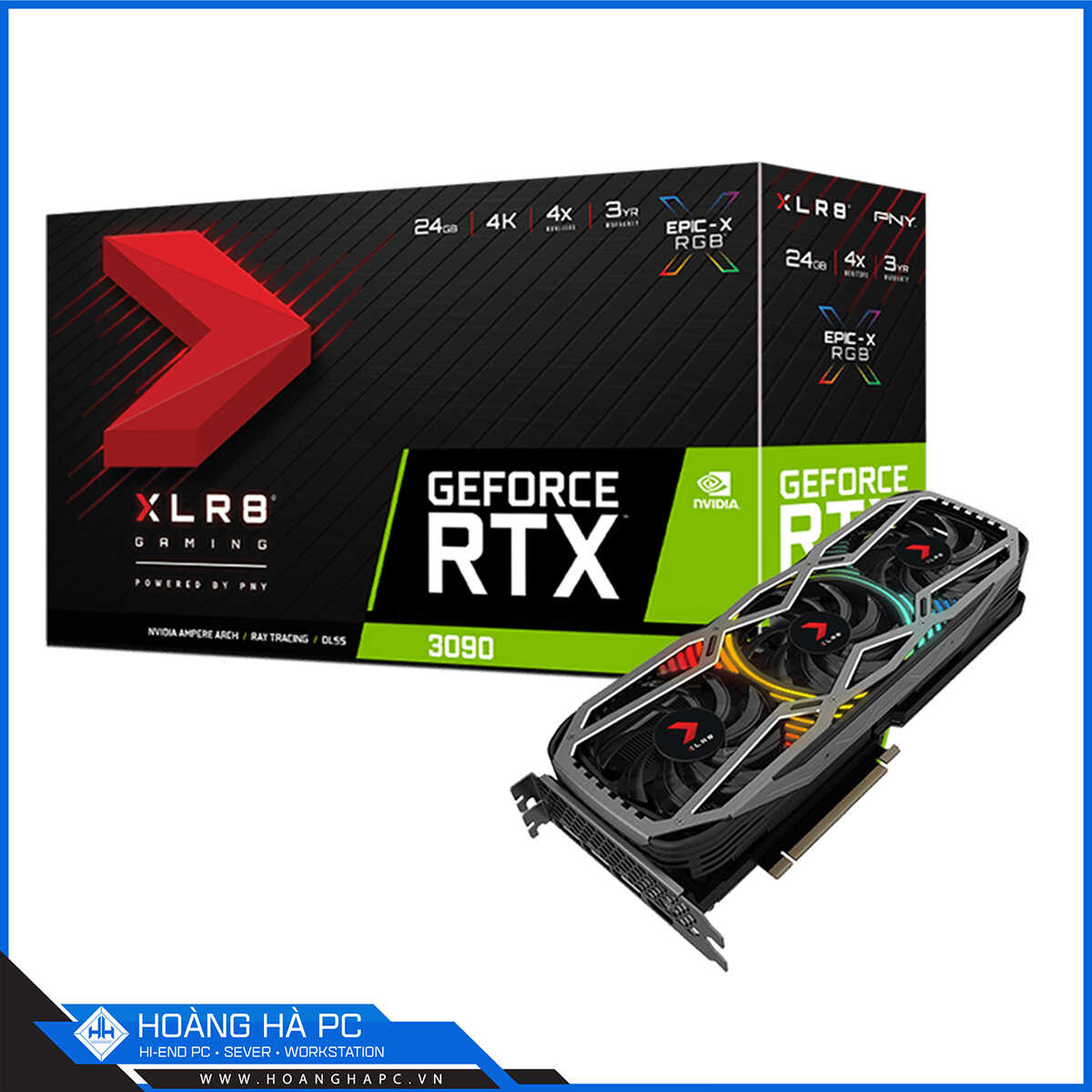 VGA PNY GeForce RTX 3090 24GB XLR8 Gaming REVEL EPIC-X RGB Triple Fan Edition (24GB GDDR6X, 384-bit, HDMI +DP, 2x8-pin)