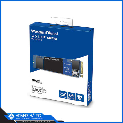 Ổ Cứng SSD WD SN550 Blue 250GB M.2 2280 PCIe NVMe 3x4 (Đọc 2400MB/s - Ghi 950MB/s)