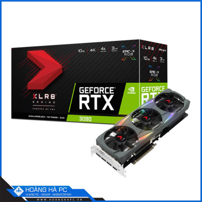 VGA PNY RTX 3080 10GB XLR8 Gaming UPRISING EPIC-X RGB™ Triple Fan (10GB GDD6X, 320-bit, HDMI +DP, 2x8-pin)
