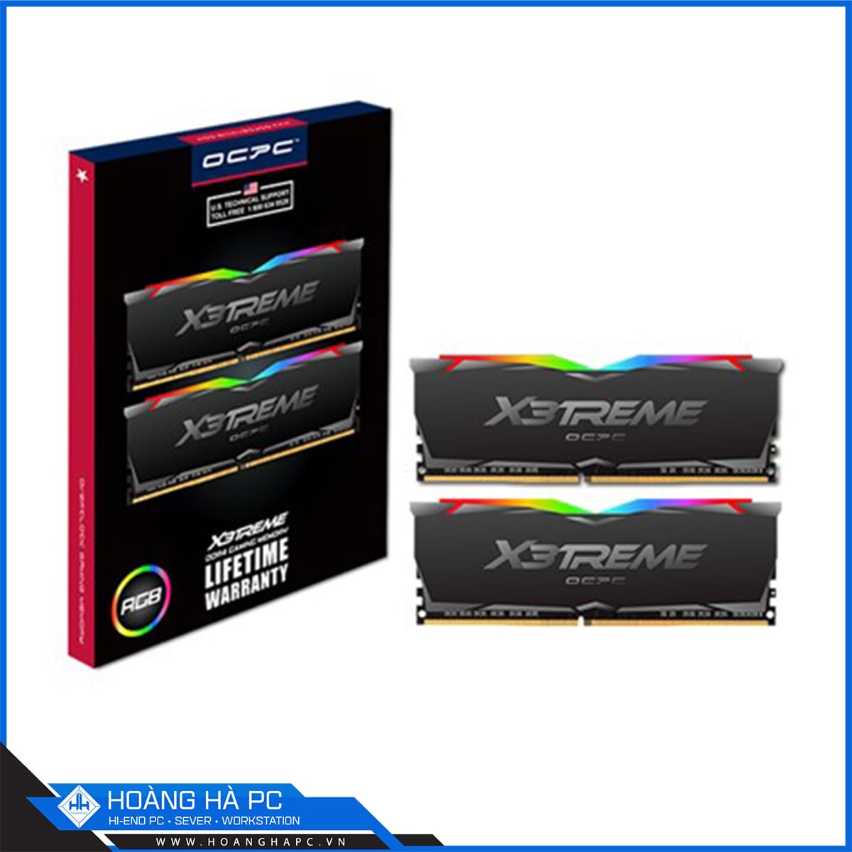 RAM OCPC X3TREME RGB AURA 32GB (2x16GB) DDR4 3200MHz Black