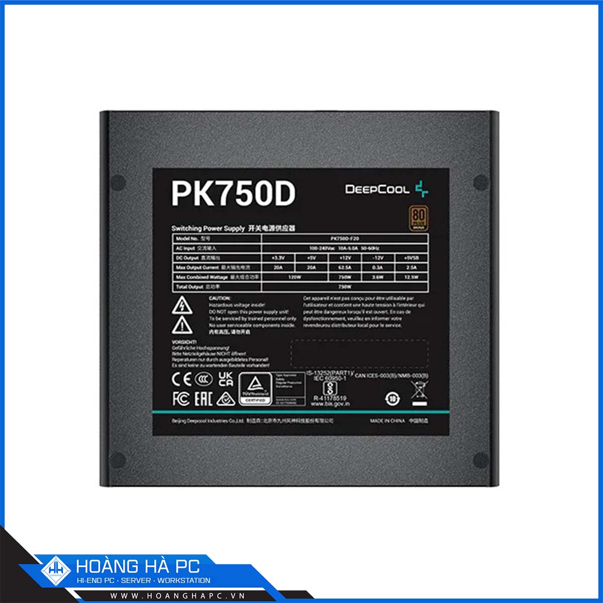 Nguồn Deepcool PK750D 750W (80 Plus Bronze/Non Modular)