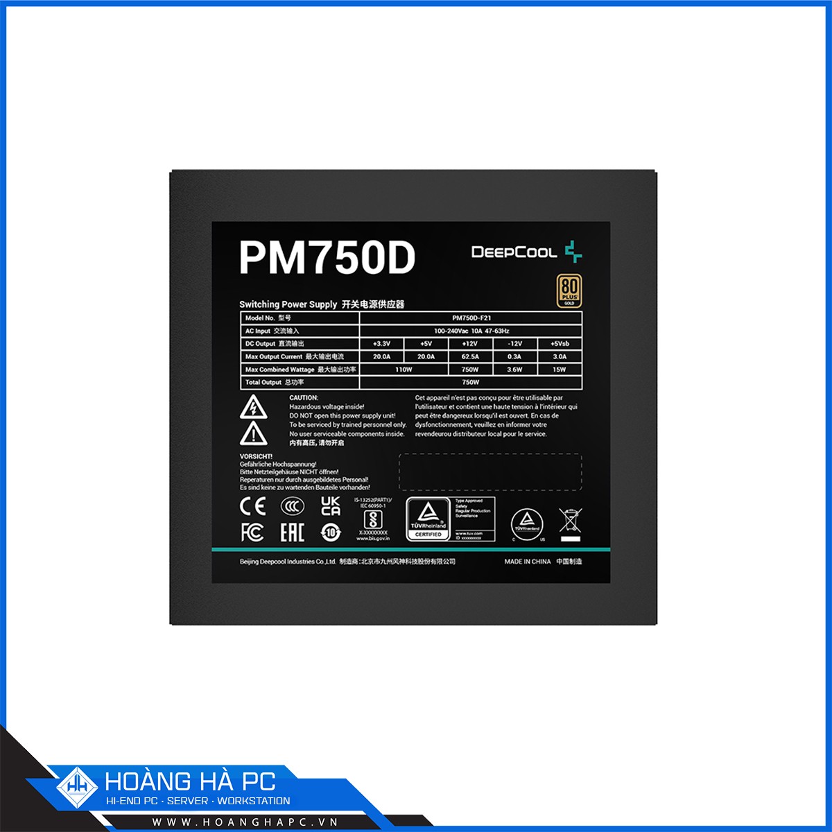 Nguồn Deepcool PM750D 750W (80 Plus Gold/Non Modular)