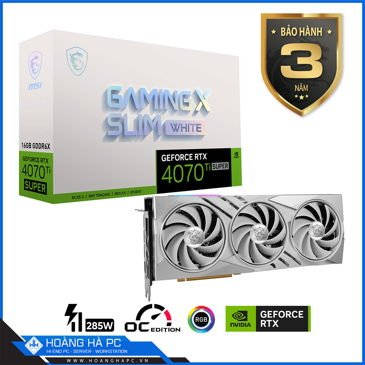 VGA MSI RTX 4070 Ti SUPER 16G GAMING X SLIM WHITE
