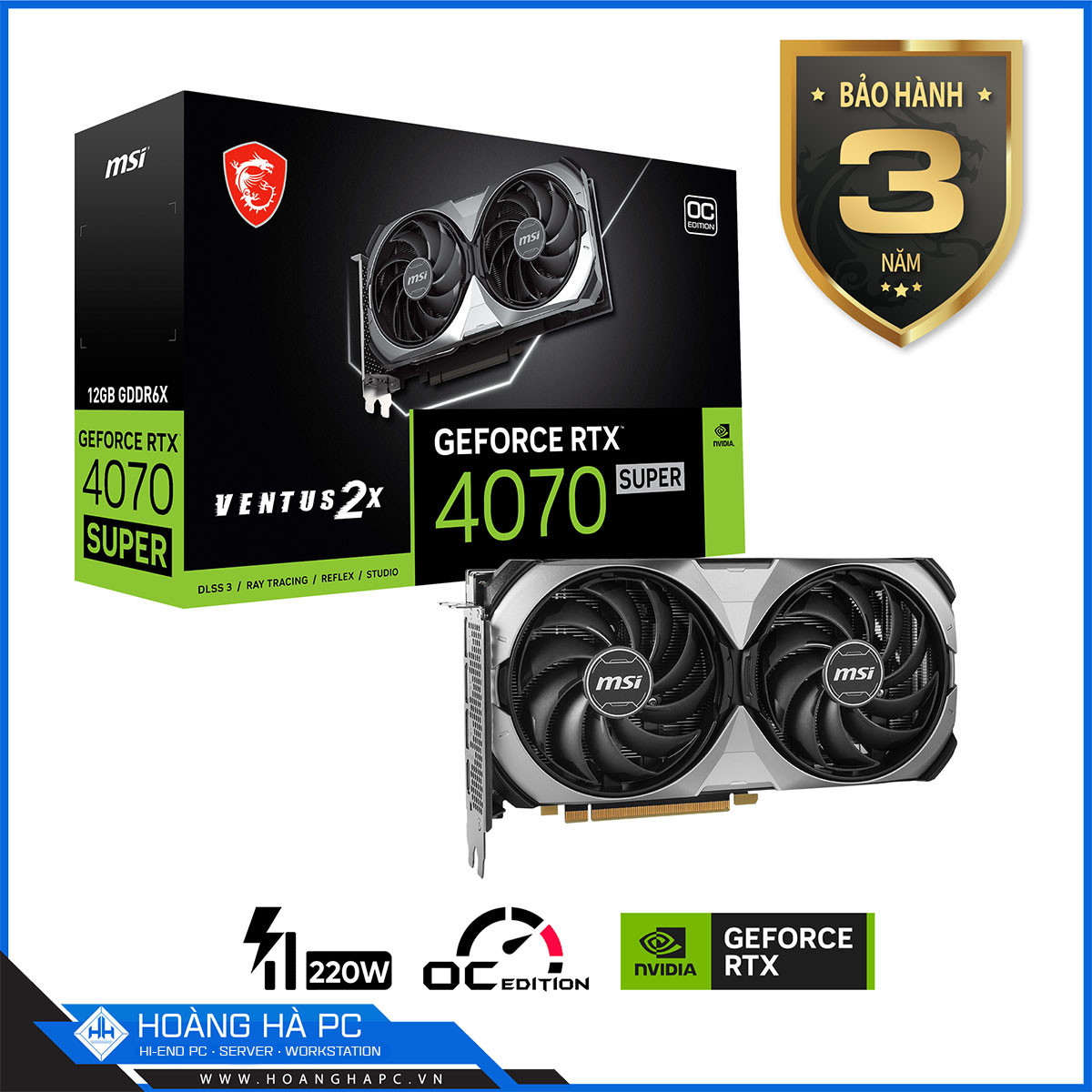 VGA MSI RTX 4070 SUPER 12G VENTUS 2X OC (12GB GDDR6X, 192-bit