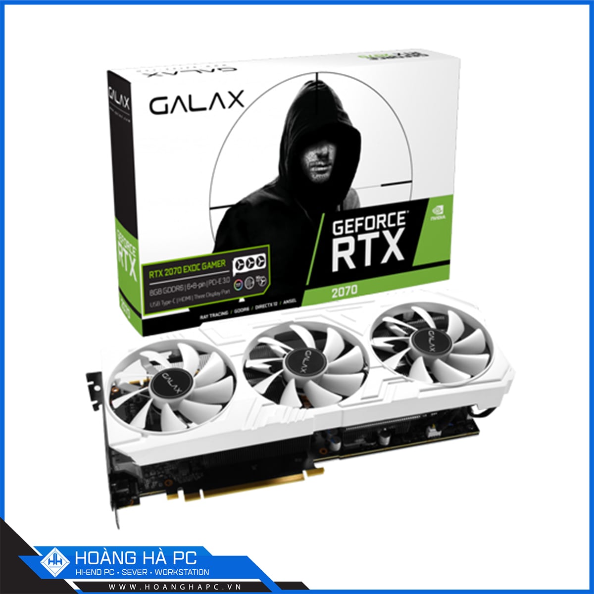 VGA GALAX GeForce RTX 2070 EX White OC Gamer 8GB (8GB GDDR6, 256-bit, HDMI +DP, 1x8-pin, 1x6-pin)