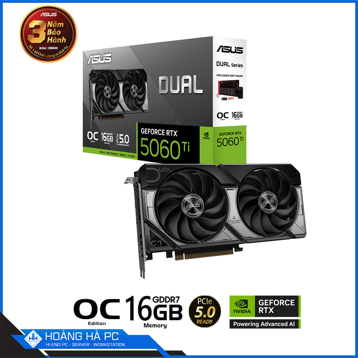 VGA ASUS DUAL GEFORCE RTX 5060 Ti 16GB GDDR7 OC EDITION
