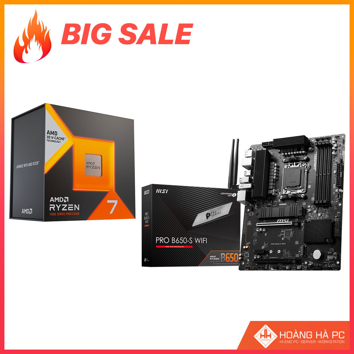 COMBO CPU AMD RYZEN 7 7800X3D + MAIN MSI PRO B650-S WIFI D5