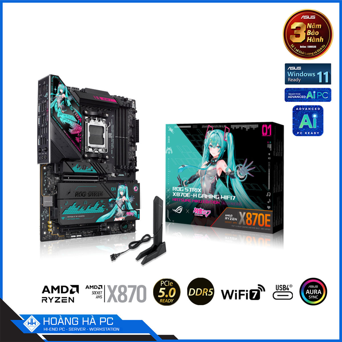 Mainboard ASUS ROG STRIX X870E-H GAMING WIFI7 HATSUNE MIKU EDITION