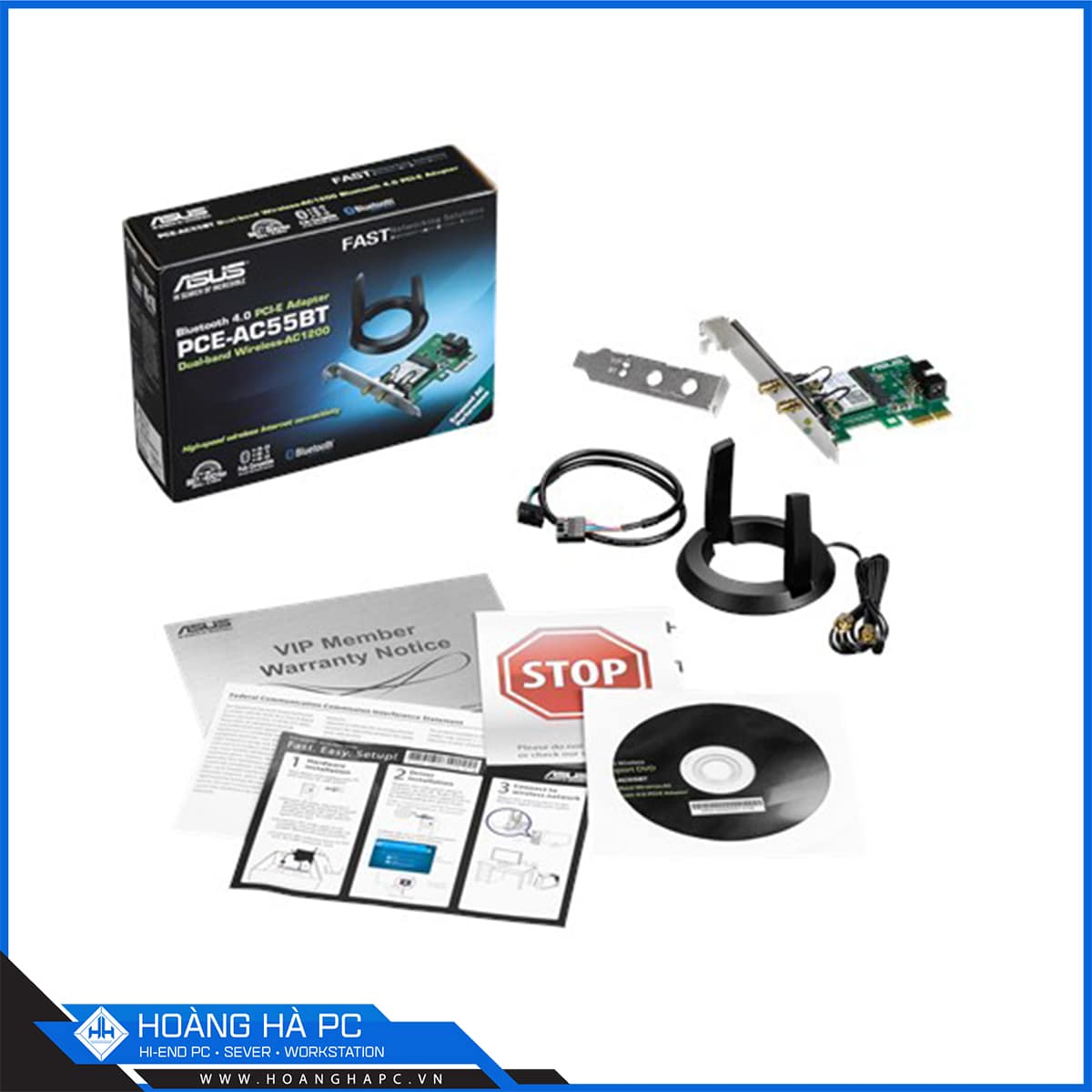 Card Wifi ASUS PCE-AC55BT B1 Wireless -AC1200 PCIe Adapter, Bluetooth 4.2